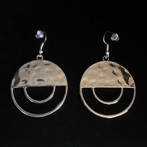 Handcrafted Cut Out Circular Silver Earrings